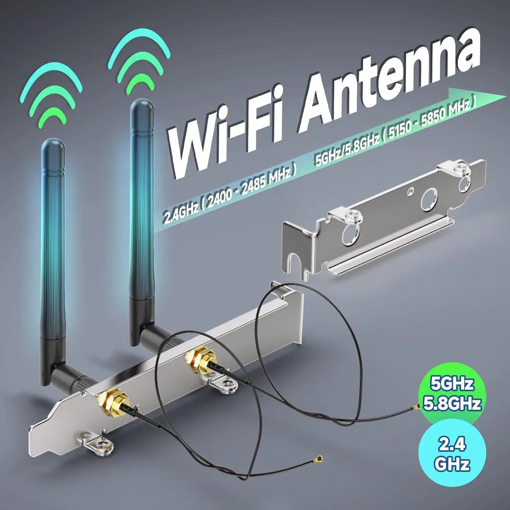 2.4GHz 5G 5.8GHz Wifi Antenna SMA Male to I-P-E-X-1 Coaxial Cable for M.2 NGFF Intel Wireless Network Card WiFi Adapter LaptopI