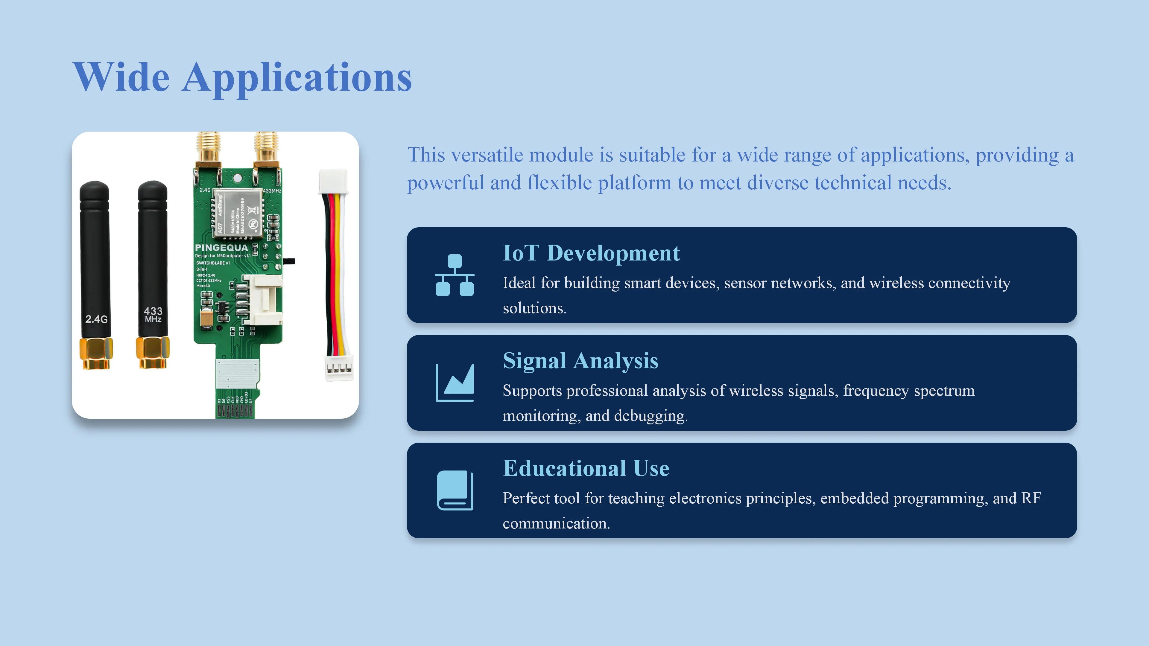 PINGEQUA M5Stack Cardputer RF 3-in-1 Board, NRF24L01+ PA/LNA & CC1101 Sub-GHz Transceiver with MicroSD Slot - Plug & Play