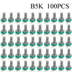 100PCS RK097 Precision Linear Potentiometer Vertical Single Link Shank 15mm D axis B2K B10K B20K B50K B100K B500K B1M
