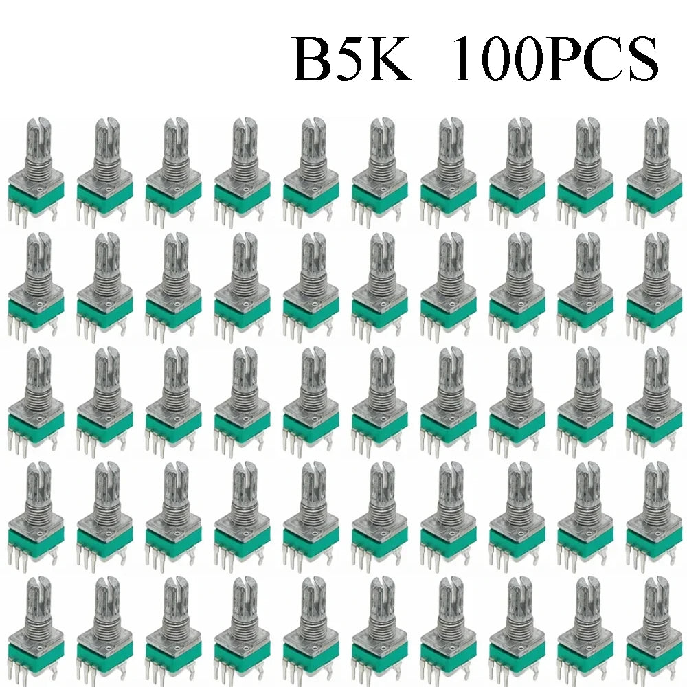 100PCS RK097 Precision Linear Potentiometer Vertical Single Link Shank 15mm D axis B2K B10K B20K B50K B100K B500K B1M
