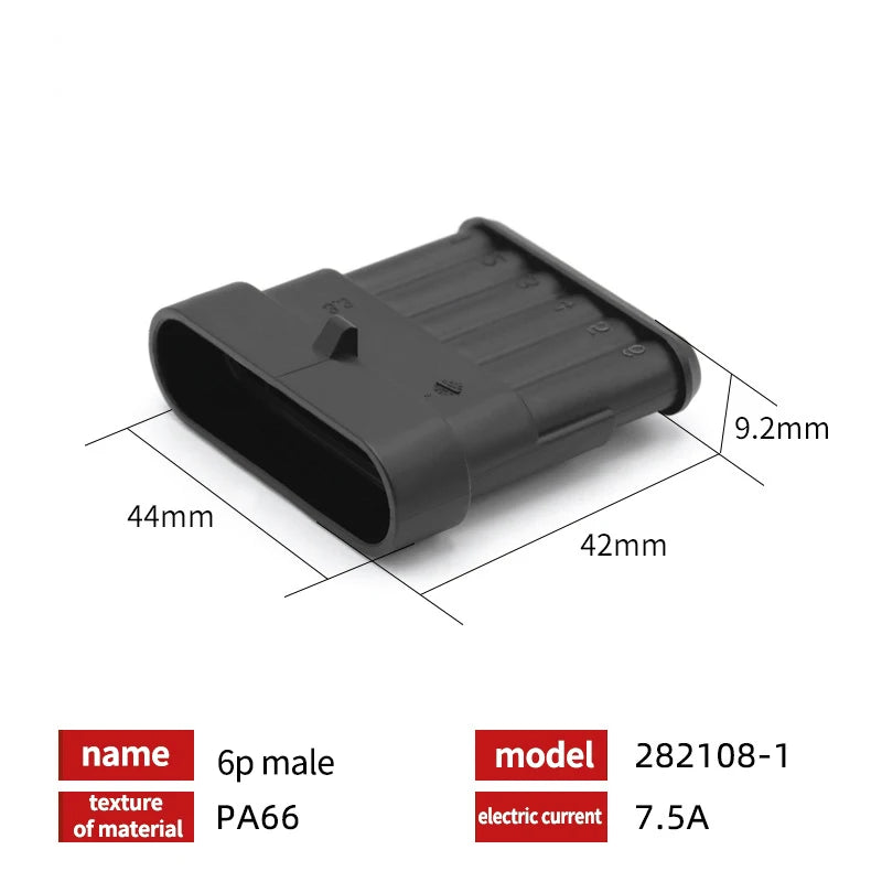 20/50/100Sets 1.5 Series AMP Automobile Connectors 1/2/3/4/5/6 Pin Super Seal Waterproof  Electrical Wire Connector PA66 Nylon