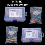 60Values 2W 3W 1/2W 1W 1% Metal film resistors kit dip 0.1R 100R 200R 300R 1K 2K 3K Resistor 0.1R-3K