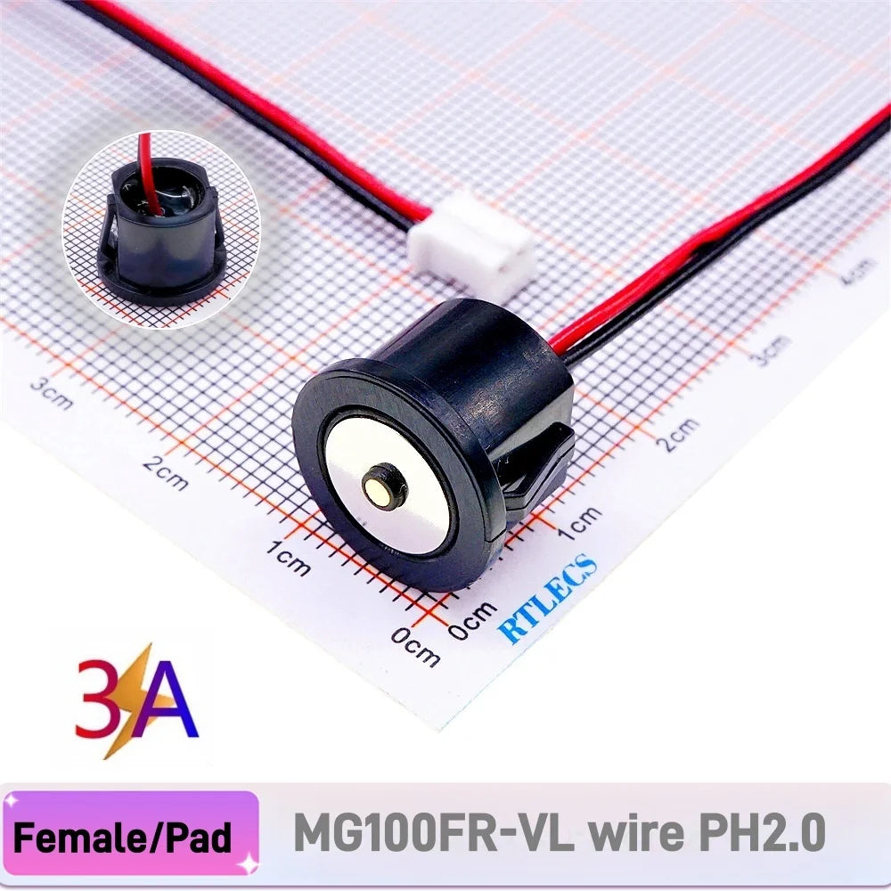 Circular High Current 3A 12V Magnetic Connector Threaded Panel Mount Holes Self-Locking Waterproof Terminals Charging Wire PH2.0