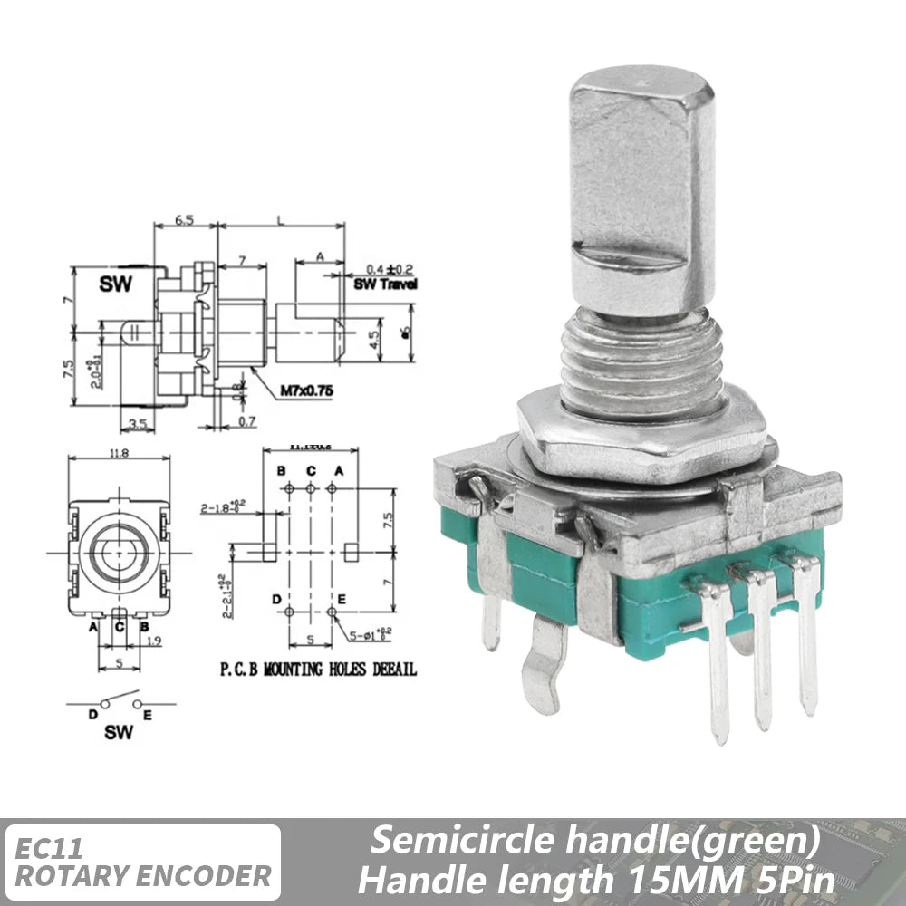 5PCS  20 Position Incremental 360 Rotary Encoder Knob Button Switch EC11 Arduino Digital Potentiometer 15/20mm Plum Half Shaft