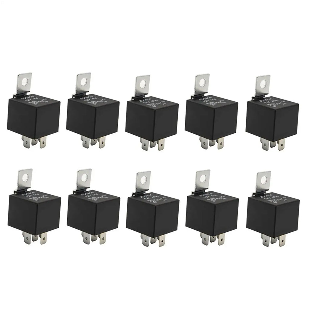 #47Q Relay ,10 Pack 30/40 AMP Waterproof 5-Pin 12V Relay Switch (Black)