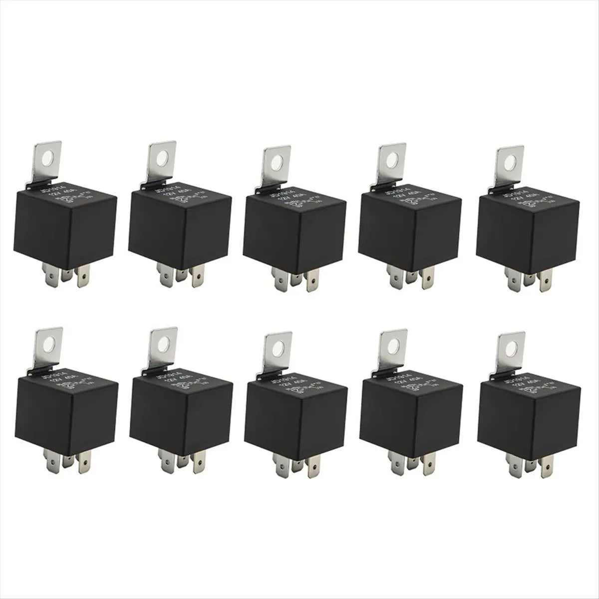 #47Q Relay ,10 Pack 30/40 AMP Waterproof 5-Pin 12V Relay Switch (Black)
