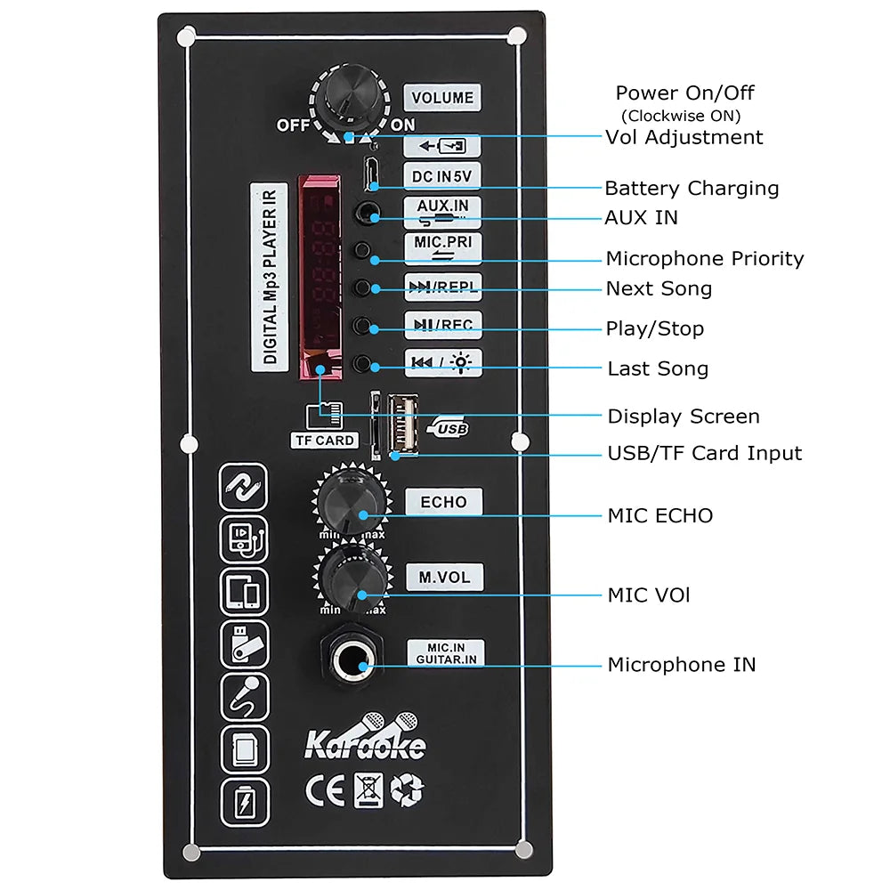 DIY Digital BT Amplifier Subwoofer Board 30W Amp DC 5V MP3 Decoder Board with BT5.0 USB Module and Remote Control for Speakers