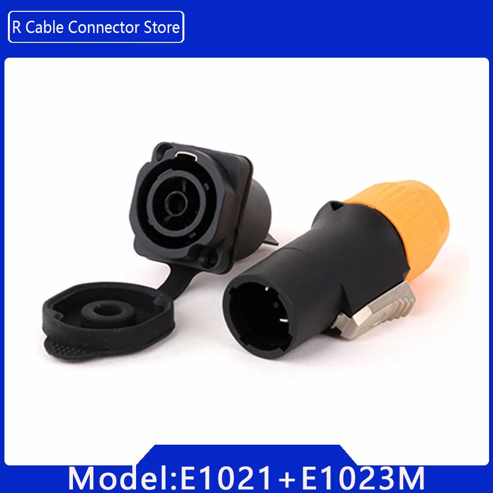 2pcs 3Pins Waterproof IP65 Grade Locking Powercon Male Plug Jack Female Chassis Socket Cable Wire Connector