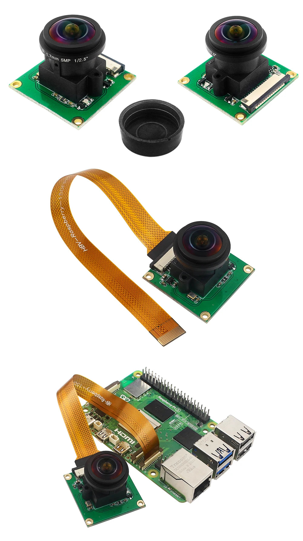 Raspberry Pi 5 Camera 5MP 1080P Optional Night Vision Wide Angle IR-CUT FF AF Cameras for RPI 5 Pi5 Zero