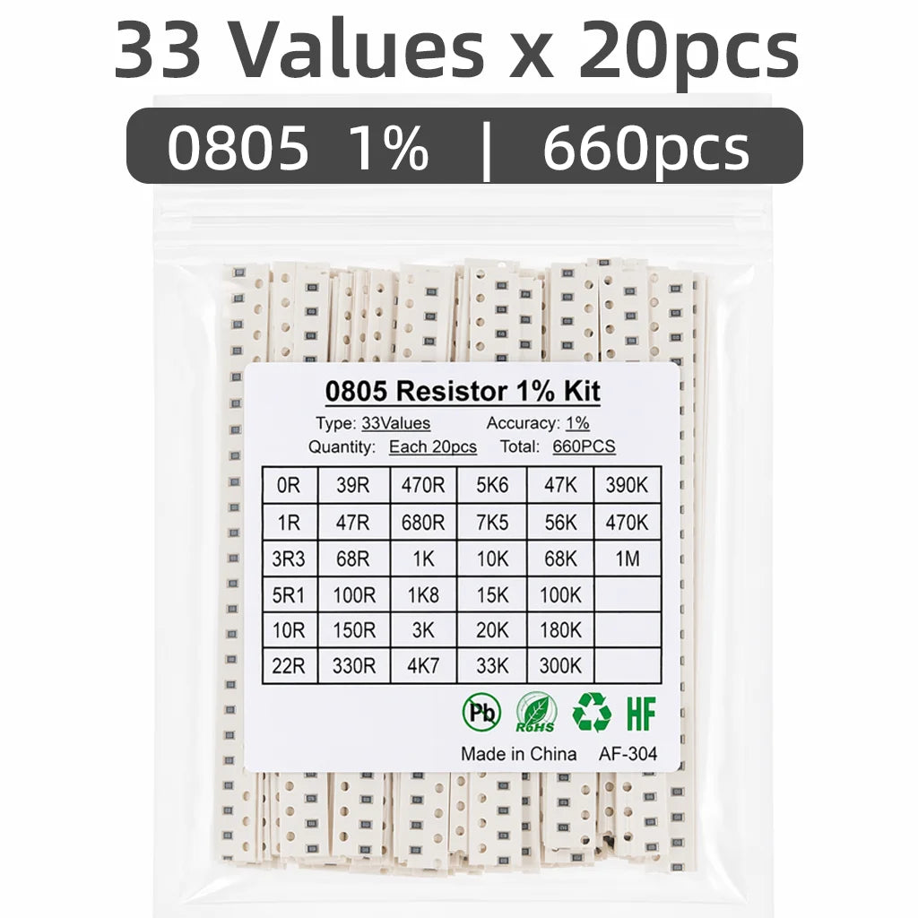 SMD Resistor Kit 170Values 0201 0402 0603 0805 1206 1% 0R-10M Ohm Assortment Sample Book Chip Resistor DIY Electronic Components