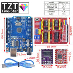 TZT CNC Shield V3 Engraving Machine 3D Printe+ 4pcs DRV8825 Or A4988 driver expansion board For arduino + UNOR3 with USB cable