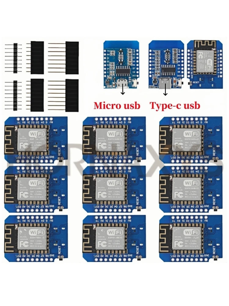1-10PCS WeMos D1 Mini ESP8266 ESP-12F ESP12 Module WiFi Development Board TYPE-C Micro USB 3.3V Digital Pin For Arduino