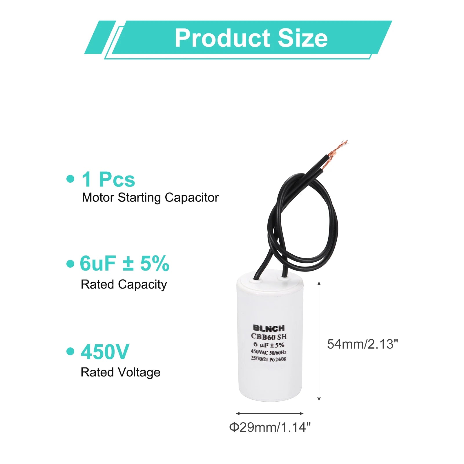 1/2Pcs CBB60 Running Capacitor 3-100uF 450V 2 Wire Electric Air Compressor Motor Run Starting Capacitor for Washing Machine