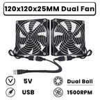 GDSTIME Dual 40mm 50mm 60mm 80mm 92mm 120mm 140mm DC 5V Powered USB Fans with 2 in 1 USB Cable for AV Receiver DVR Cooling