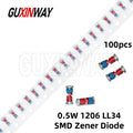 100pcs 0.5W 1206 LL34 SMD Zener Diode 2V 2.7V 3V 3.3V 3.6V 3.9V 4.7V 5.V 5.1V 5.6V 6.2V.5V 8.2V 10V 12V 13V 15V 20V 24V 39V 43V