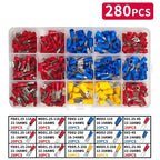 280/480/720/1200/1500pcs Quick Connect Terminal Kit - Cold Pressed Fork/Ring/Spade Lugs for Low Voltage DC Wiring Systems