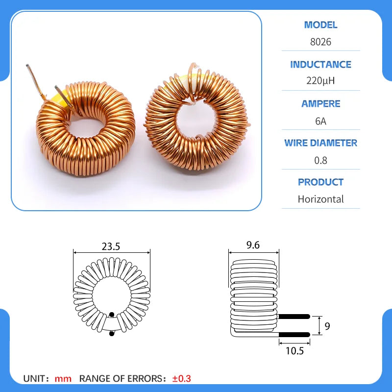 20mm 80-26 Iron powder core Toroidal inductor Wirewound inductor Iron powder core Magnetic ring inductor