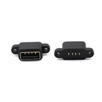 5pcs Black USB 2.0 Female Socket 4Pin Connector with Screw Hole USB A Interface Port 180 Degree Waterproof Female Socket
