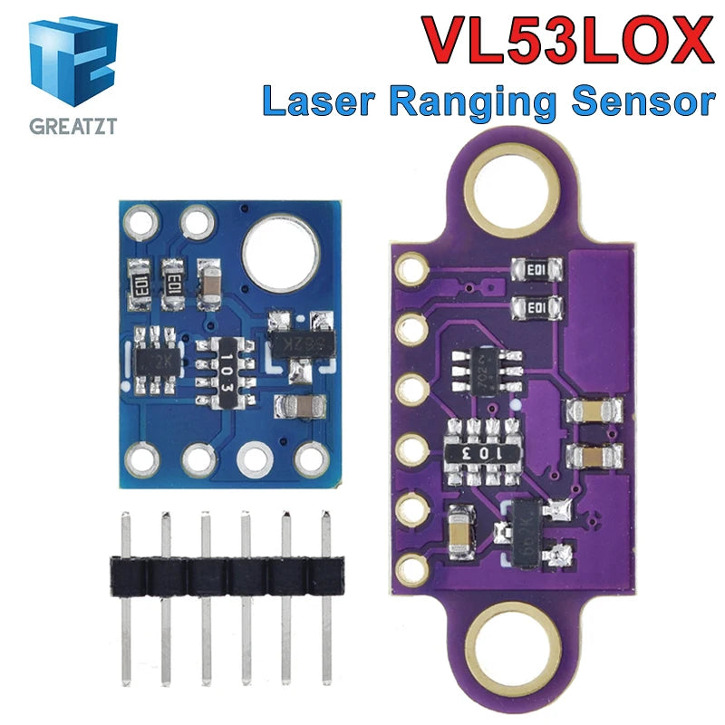 GREATZT VL53L0X Time-of-Flight (ToF) Laser Ranging Breakout 940nm GY-VL53L0XV2 Laser Distance Module I2C IIC 3.3V/5V