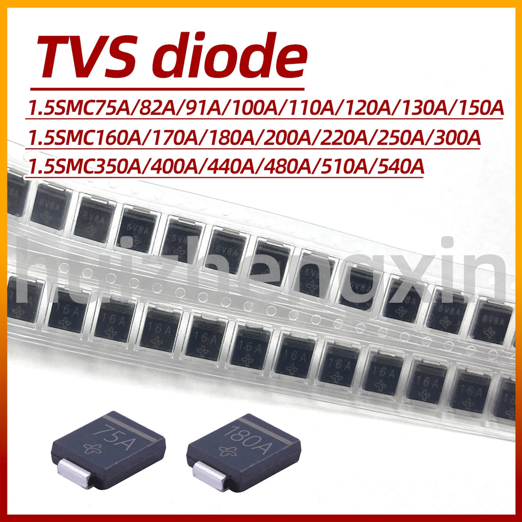 10PCS 1.5SMC75A 82 91 100 110 120 130 150 160 170 180 200 220 250 300 350 400 440 480 510 540A Unidirectional TVS diode