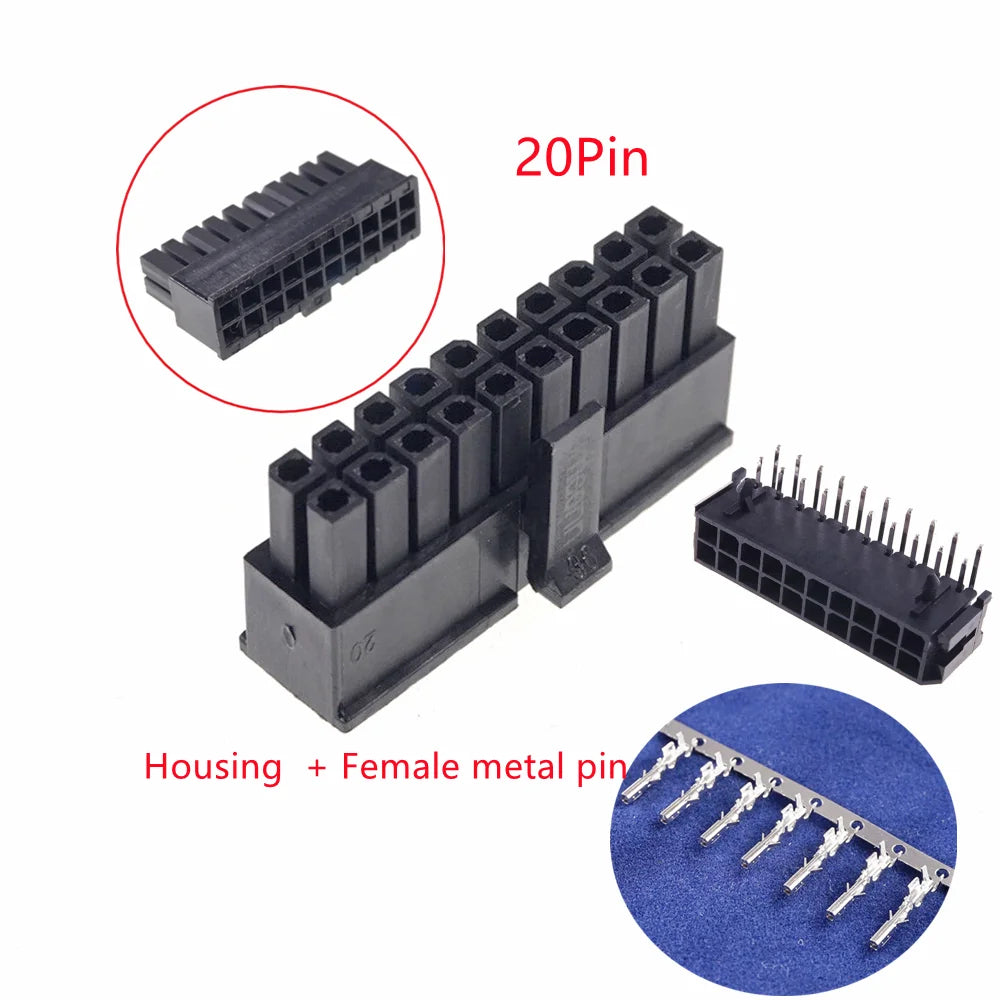 10Sets Micro-Fit 3.0 MM Receptacle Housing Dual Row 2 4 6 8 10 12 14 16 18 20 24 Circuits + Right Angle Header + Crimp Terminal