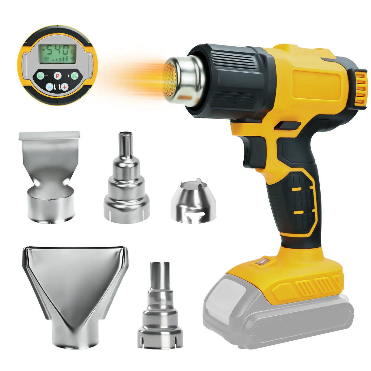 300W Cordless Heat Gun 60℃- 540℃ Fast Heating Hot Air Gun Variable Temperature Control DIY Craft for Dewalt 20V Battery Pin