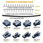 570pcs JST 2.54mm SM  Male Female Waterproof Wire Connector Plug Housing Terminal Adapter Crimp  2 3 4 5 Pin Pitch SN28B Plier