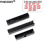 2.54 MM Pitch DC3 Through Hole 6 8 10 12 14 16 20 26 30 34 40 50 Pin Straight Male Shrouded PCB IDC Socket Box Header JTAG 10PCS