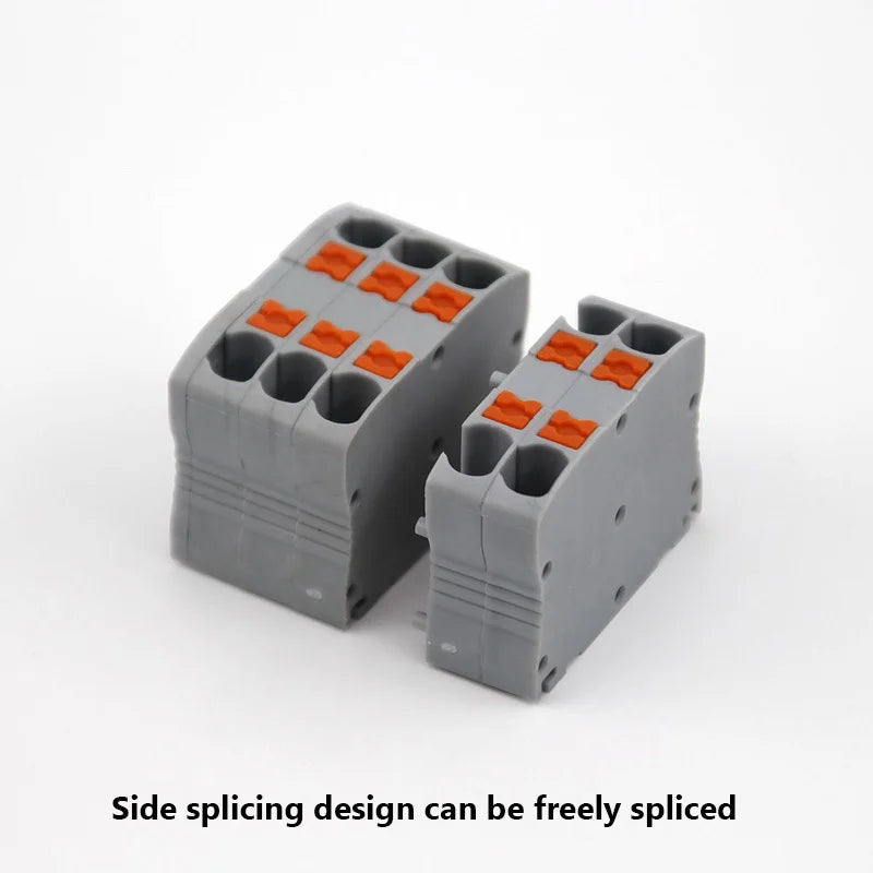 Wire Electrical Cable Wiring Connectors Push-in Terminal Block Multiple In Multiple Out Mount On Din Rail DIY Splicing