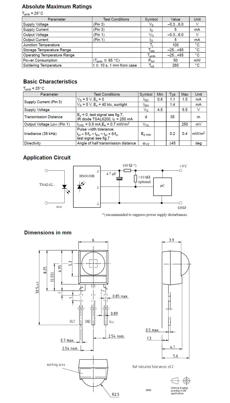 10PCS/Lot Universal IR Infrared Receiver DIP LED VS1838B 1838 VS838 VS1738 HS0038BD HS0038 CHQ0038K Remote Receiver Tube