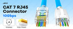 JEYI 100PCS Shielded RJ45 Cat7 Pass Through connectors 8P8C Gold Plated 2-Pc Pass Through Modular Data Plug Network Modular Plug