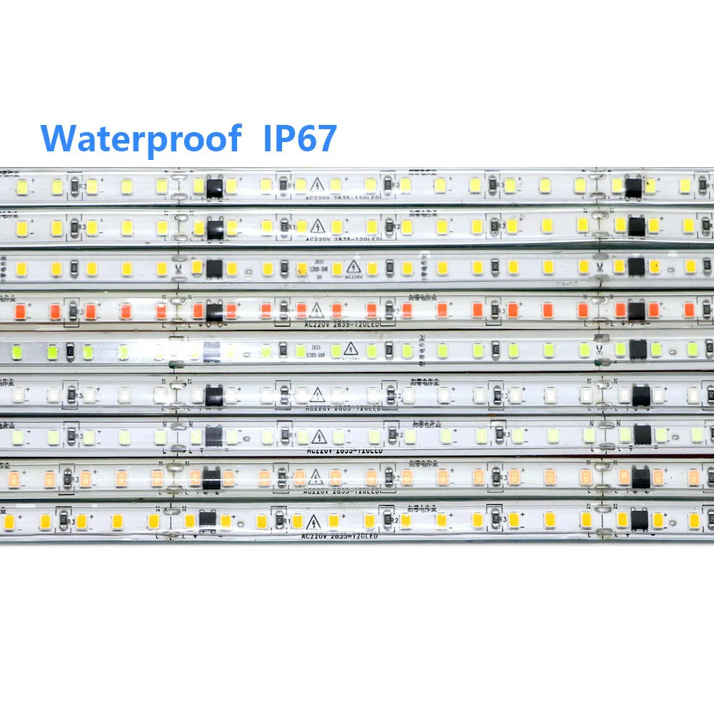AC220V 230V 5M 600 LED Strip 2835 120LEDs/m Home Lamp Strip Red Ice Blue Green Yellow Pink Flexible And Cuttable Soft Lamp Bar