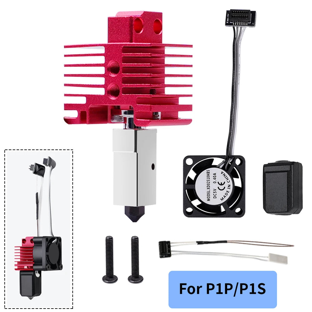 Upgrades V2.0 For Bambu Lab P1P Hotend Kit Bi Metal Throat For Bamboo X1C Hot End X1 Nozzle P1S Thermistor Hardened Steel Nozzle