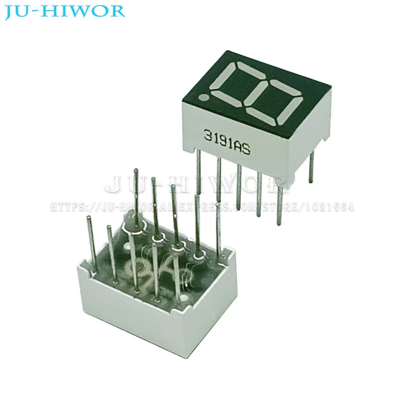 10pcs 0.39 Inch 10Pins 3191AS 3191BS 1 Bit Digit 7 Segment Red LED Digital Display Digitron Common Anode Cathode C-C C-A