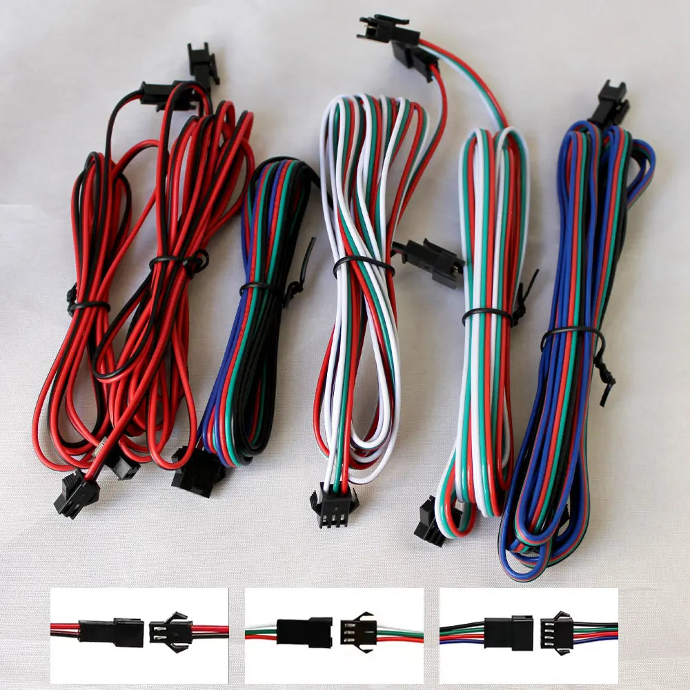 2Pin 3Pin 4Pin Male Female Extension Cable 0.5m 1m 2m Electric Wire JST Plug Connector Cable For WS2811 WS2812 WS2813 LED Strip