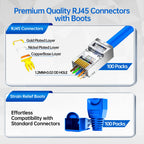 ZoeRax 100PCS Cat6 Pass‑Through RJ45 Connectors with Strain Relief Boots,STP Shielded RJ45 Modular Plugs for 23‑28AWG Ethernet Cable, Cat6/Cat5e Crimp Connector Kit