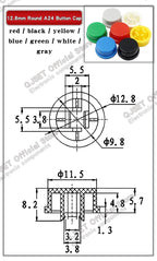 20 Pcs Tactile Pushbutton Switch 12*12*7.3MM Micro Switch Pushbutton A14 A24 Pushbutton Cover 12x12x7.3MM Square Head Pushbutton