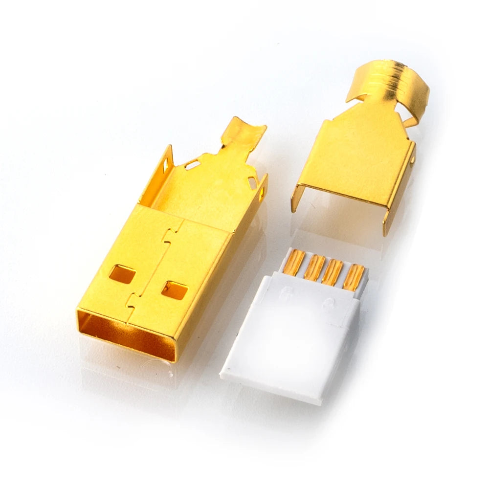 PURELINE USB Plug 2.0 Type A B Copper Gold Plated 5u Male HIFI DIY  USB Interface Terminal Port Data Line Connector Decoder 5U
