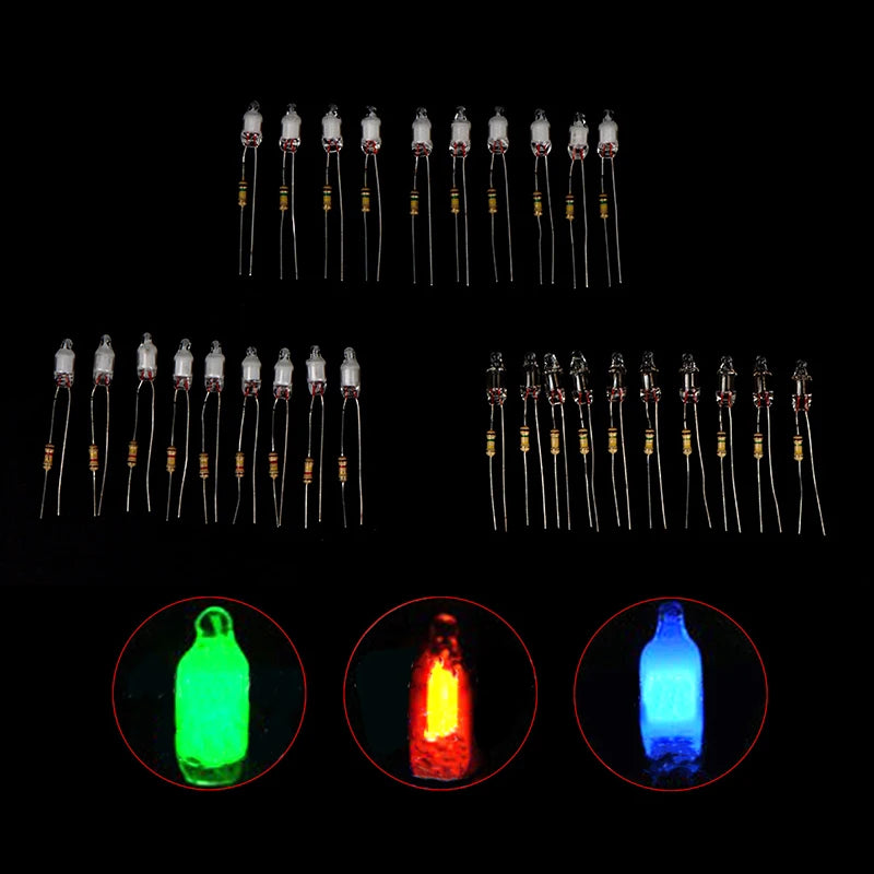 High Quality 10Pcs Neon Light Bulbs 4*10mm 5*13mm Main Power Indicator With Resistance 220V Red/Blue/Green