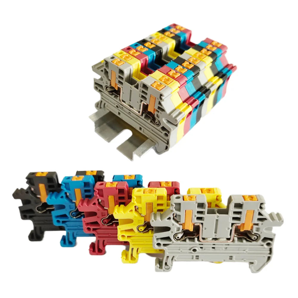 10Pcs/lot PTV2.5 DIN Rail Terminal Block Side Entry Push-in Connection 2.5mm² 12AWG Cable Wiring Electrical Wire Connector