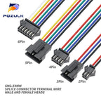 5PCS JST SM 2/3/4/5/6Pins 2.54MM Plug Male to Female Wire Connector Cable Pigtail Plug LED Connecting line 20cm Long