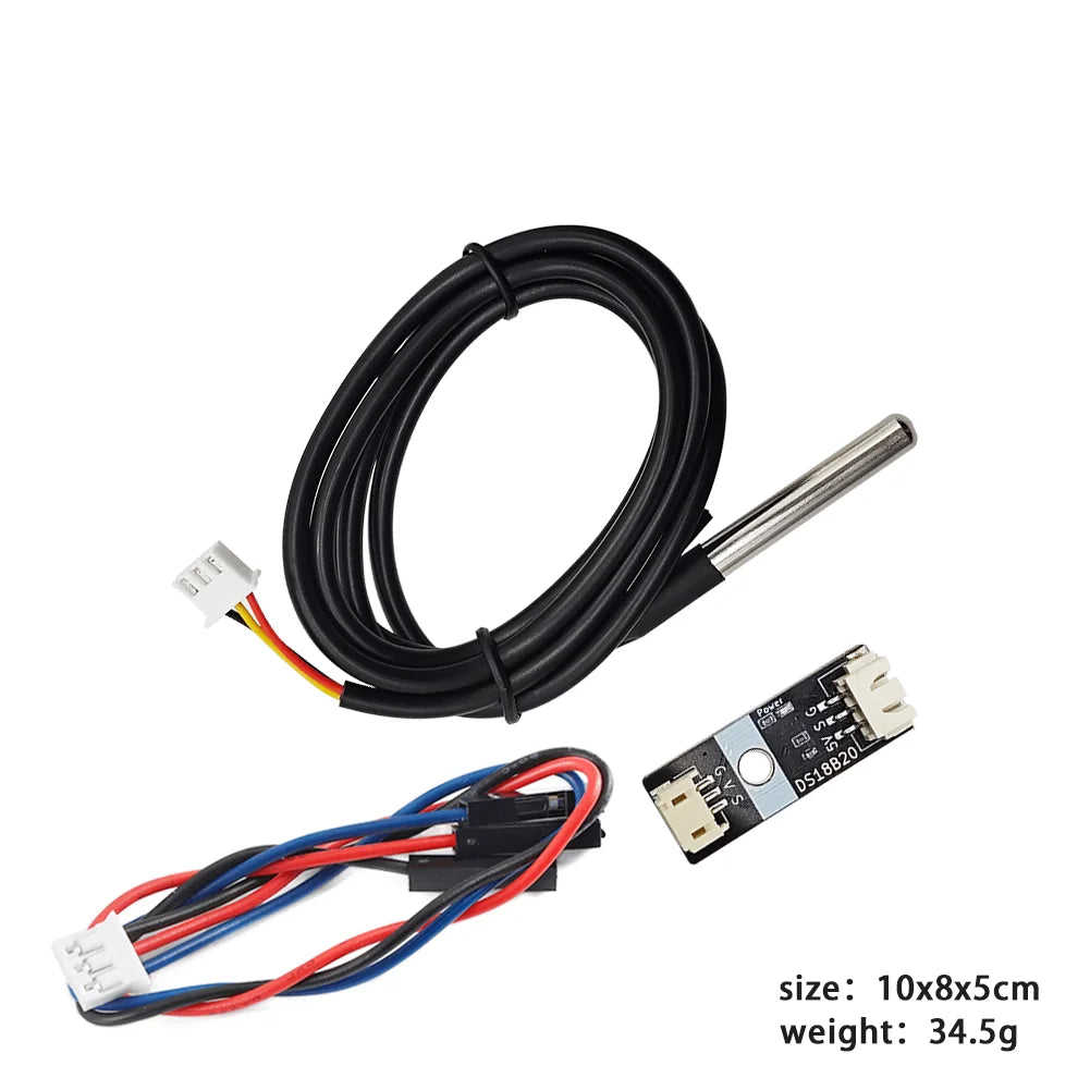 DS18B20 Temperature Sensor Module 304 Stainless Steel Waterproof Probe Waterproof Oil-proof Anti-interference GVS PH2.0 Interfac