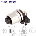 M12 Angled PCB Type 8 Pin A Code Curved Needle Panel Mount Socket Grounded Shield THR 2 3 4 5 6 12 Poles IP67 Connectors