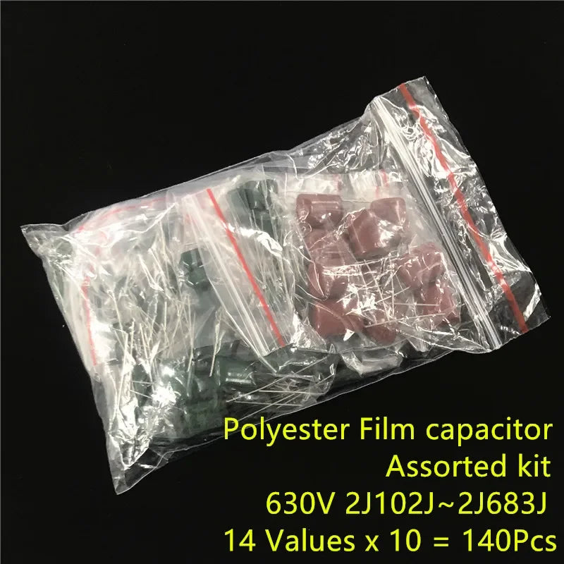 630V Mylar Film Capacitor assorted Kit 14Value x 10Pcs Polyester Film Capacitor 2J102J~2J683J 1nF~68nF