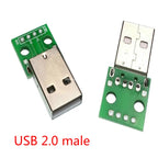 5Pcs USB Adapter PCB - DIY DIP Breadboard Modules - Type A (M / F) / B / Mini / Micro USB Connectors