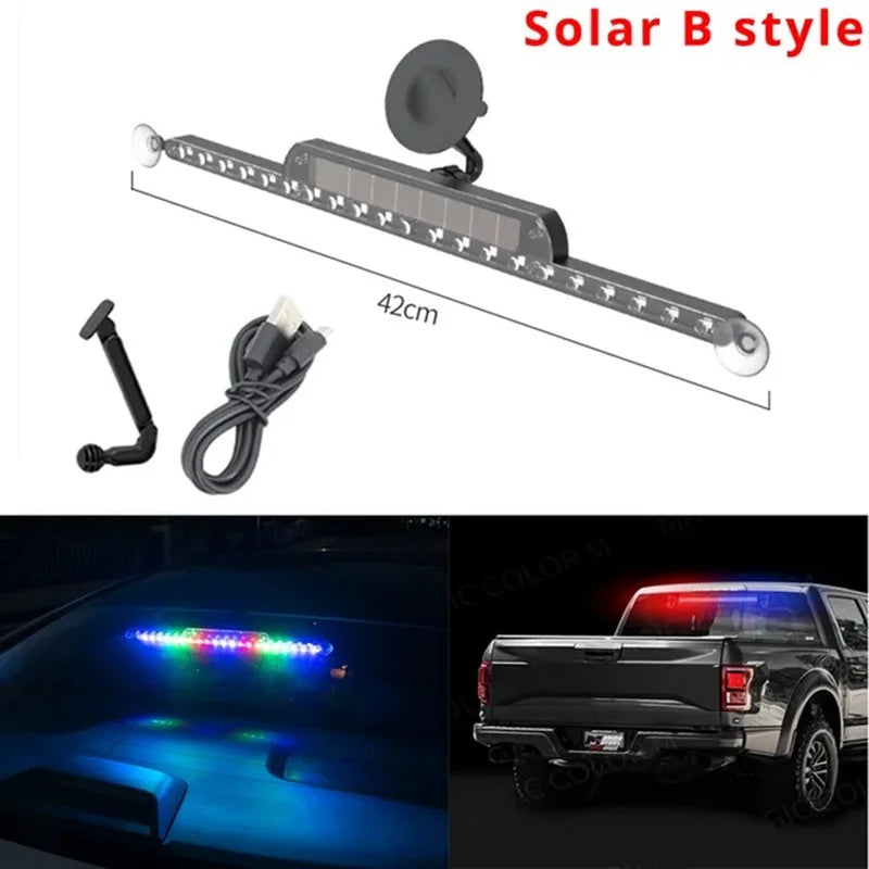 Car Emergency Light Solar RGB Car Strobe Warning Lights Multifunction Decoration Anti-Collision Night Driving Safety Lamp