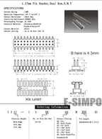 10pcs 1.27mm SMT Dual SMD Mlale Pin Header Gold-plated 2*3/4/6/8/10/20/40/50Pin PH4.3 Female Socket