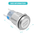12V Waterproof Car Engine Start Push Button Switch Ignition Starter Silver Stainless Steel/Black Zinc Aluminium Alloy