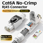 BYXGD Cat6A Tool-Free RJ45 Connector No-Crimp Reusable Ethernet Plug for Network Quick-Connect Easy Install Buy 3+ Get Free Gift