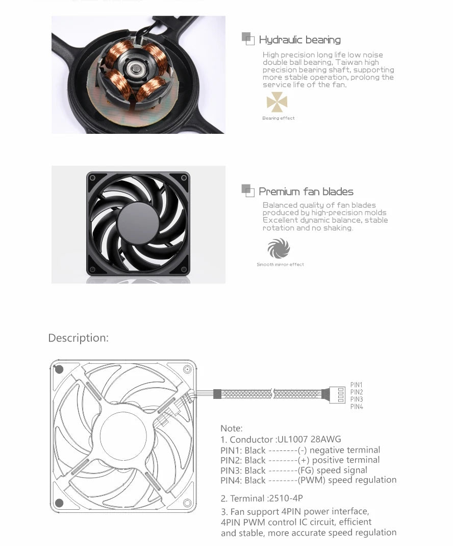 Bykski 120mm Fan Use for Water Cooling Radiator Computer PC Case 3008RPM Heatsink  Support PWM  CF-AP3000EX-X / CF-RBW3000EX-X